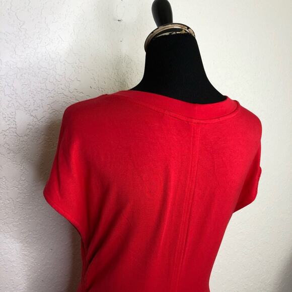 Cabi Whistle Tunic red scoop neck ruched side tunic top size Medium #5616 - Picture 13 of 16